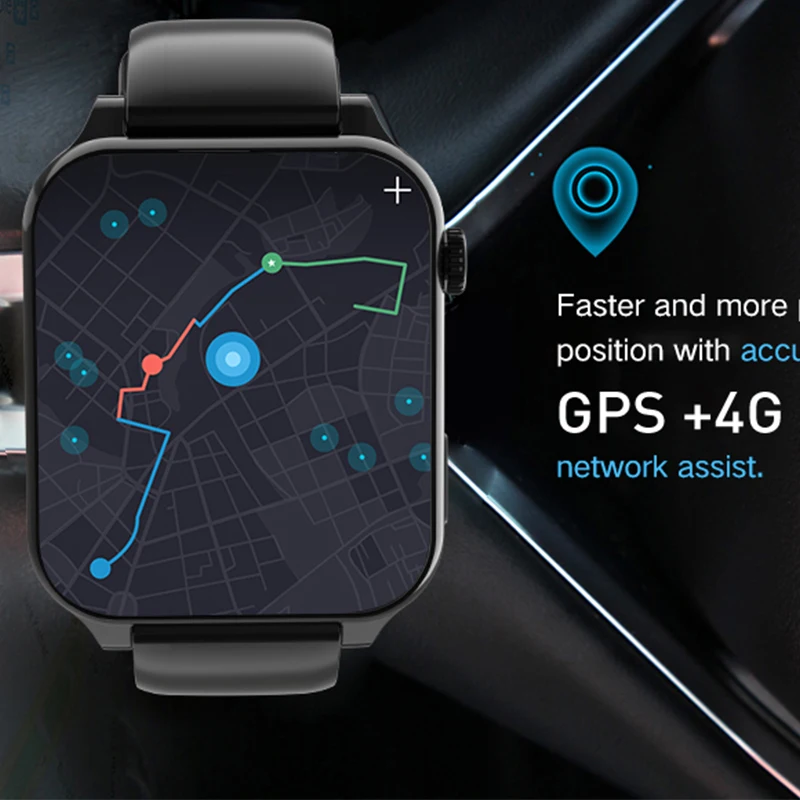 1.99 Inch Tft Screen Watch Android 9.0 Gps Wifi Sim Card 4+64gb Heart