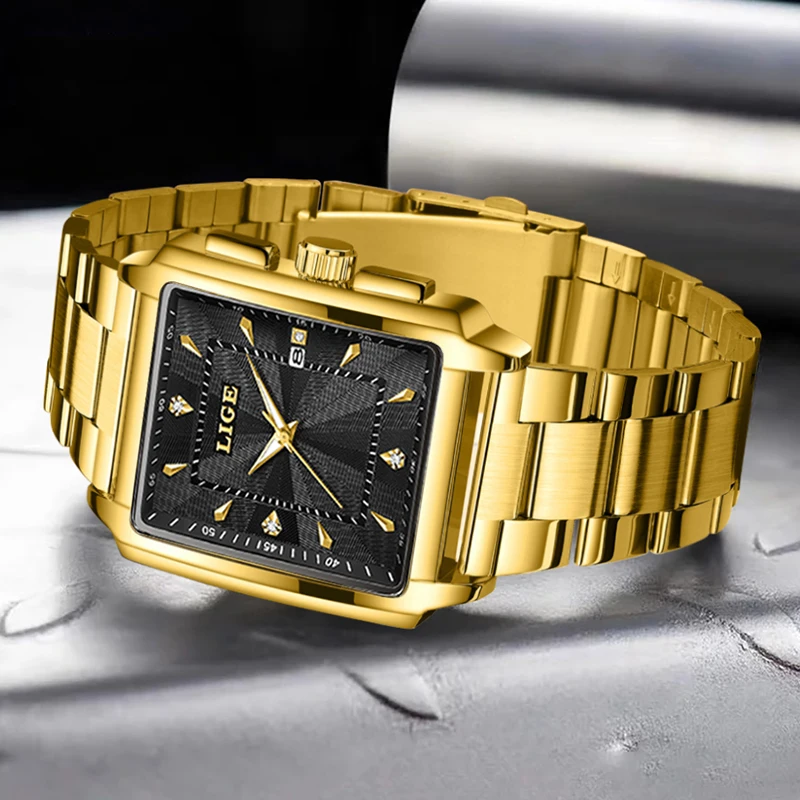 LIGE Mens Watches Top Luxury Brand Waterproof Sport Wrist Watch  Quartz Military Genuine Stainless Steel Relogio Masculino
