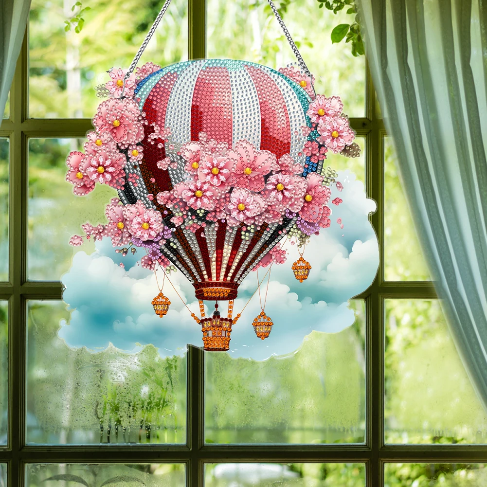Acrylic Diamond Painting Hot Air Balloon Pendant