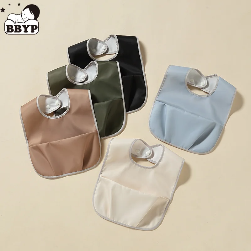 

Waterproof Baby Bib Adjustable Washable Baby Feeding Bibs with Food Catcher Pocket Boys Girls Feeding Apron Burp Cloths