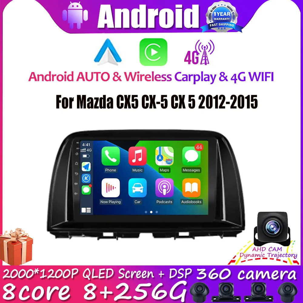 

9'' IPS WIFI 4G Player Navigation GPS For Mazda CX5 CX-5 CX 5 2012-2015 DSP Car Radio Multimedia Android 14 BT