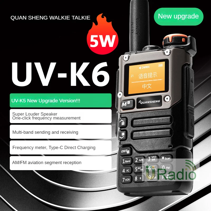 Quansheng Uv-K6 Walkie Talkie Uv-K58 Uv-K5(8) 5W Radio Bidirezionale 50-600Mhz Tipo C Carica Multi-Band Am Fm Noaa Dtmf Uv-K5 Aggiornamento