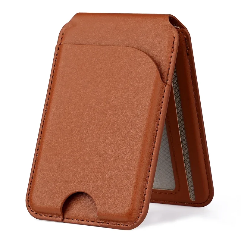 Magnetic Leather Wallet Stand with Adjustable Holder