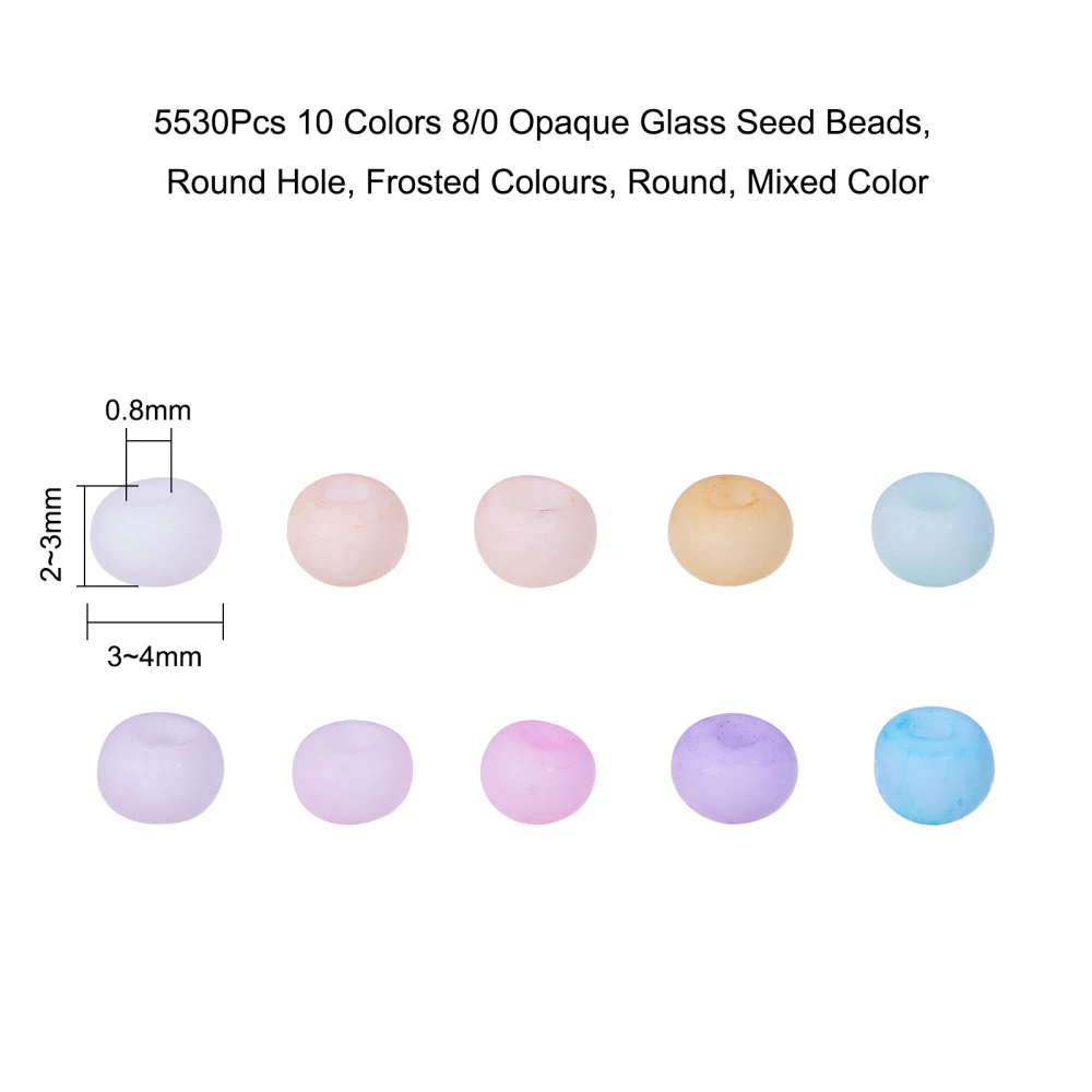 PandaHall 5530Pcs 10 Farben 8/0 Pastell Candy Farbe Feste Glas Seed Perlen Runde Loch Matt Runde Mini Bead für schmuck Machen – Detail 2