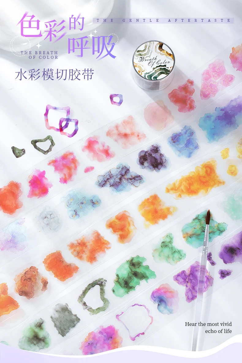 Journal GO 3,5 x 200 cm Aquarell Malerei Farbband Aufkleber für Kartenalbum Scapbooking DIY Collage Junk Journal Masking Tape – Detail 1