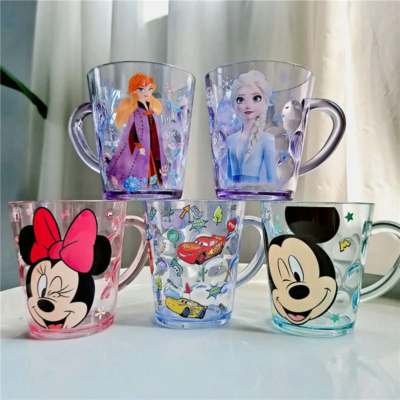 Disney Water Cup Mickey Minnie Mouse Frozen Princess Boy Girl Children'S Brushing Cartoon Cup Con Impugnatura 260Ml