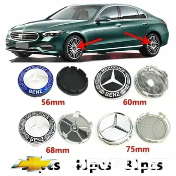80-40-20 PCS 56mm 60mm 68mm For GLA GLB GLC A B C E Mercedes Benz Car Wheel Hub Center Caps Cover Badge Emblem Logo 75mm 3Pin 1