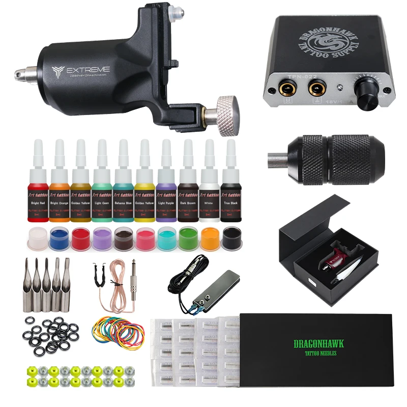 Extreme Rotary Tattoo Machine Set with Inks Professional Tattoo Kits