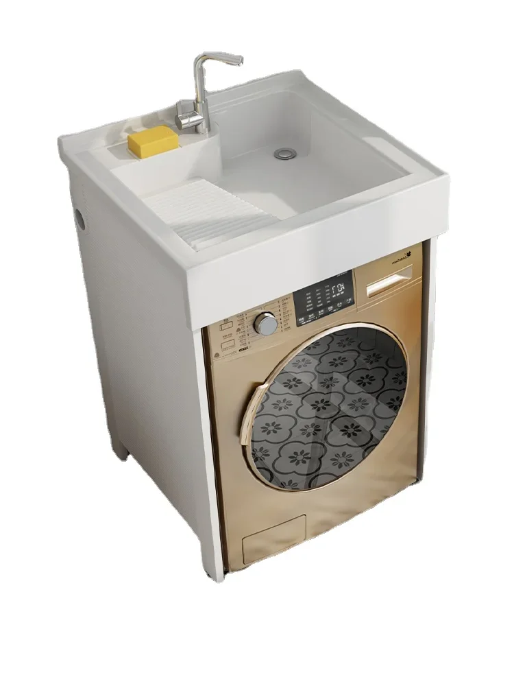 

TLL Balcony Washing Machine Cabinet Alumimum Wash Wardrobe with Washboard Hand Washing