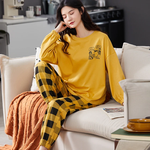 New Homewear Long Sleeve Pajamas Set Cute Leisure Women Sleepwear 2pcs -  Pajama Sets - Aliexpress