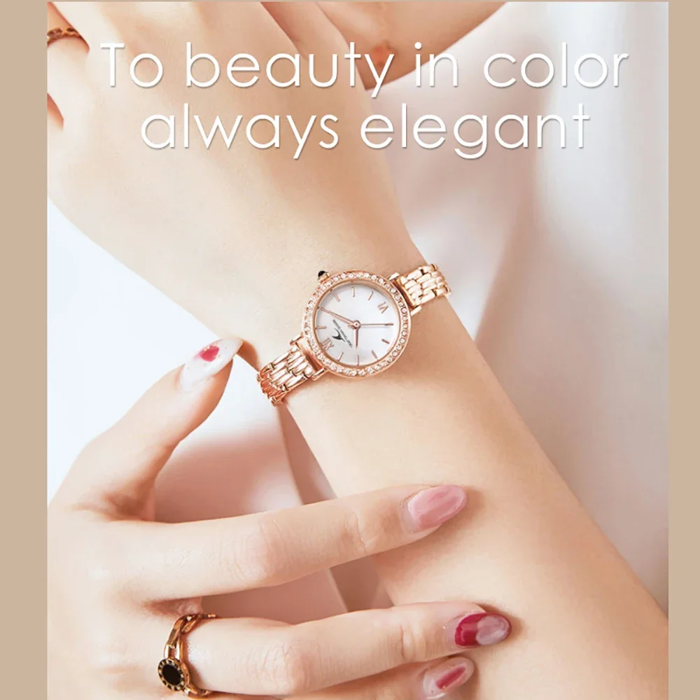 

Luxury Diamond Quartz Watch for Women Elegant Dress Analog Quartz Watch Stainless Jewelry Chain Belt Waterproof Wristwatch