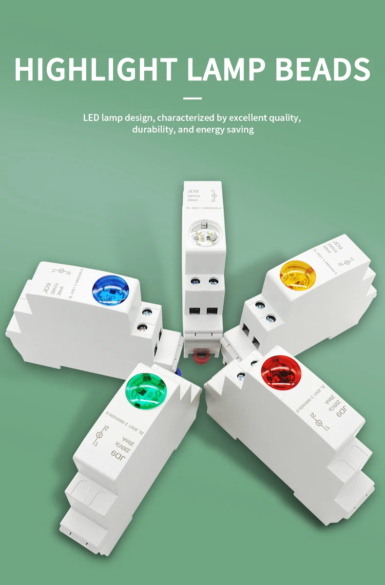 Din Rail Mount LED Signal Lamp Series AC/DC 24V 220V Indicating Indication Pilot Lights JD9