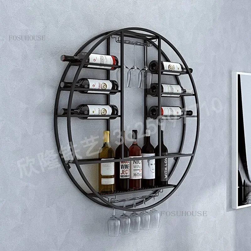 Luxury Bar Wine Display Rack Cabinets Wall Mounted Rack Iron Cabinet Kitchen Hanging Organizer Weinregal Household Products