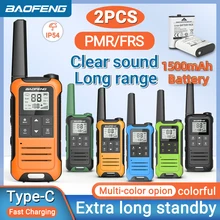 Baofeng F22 미니 워키토키 PMR FRS 장거리 충전식 휴대용 어린이 양방향 라디오, 캠핑 여행용 C 타입 충전기, 2 개