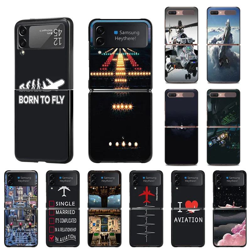 Черный чехол для телефона с защитой от падений Samsung Galaxy Z Flip3 флип 3 5G самолёт взлет