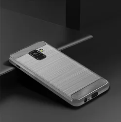 Premium Soft TPU Carbon Fiber Shockproof Phone Case for Samsung J6 2018 (Grey)