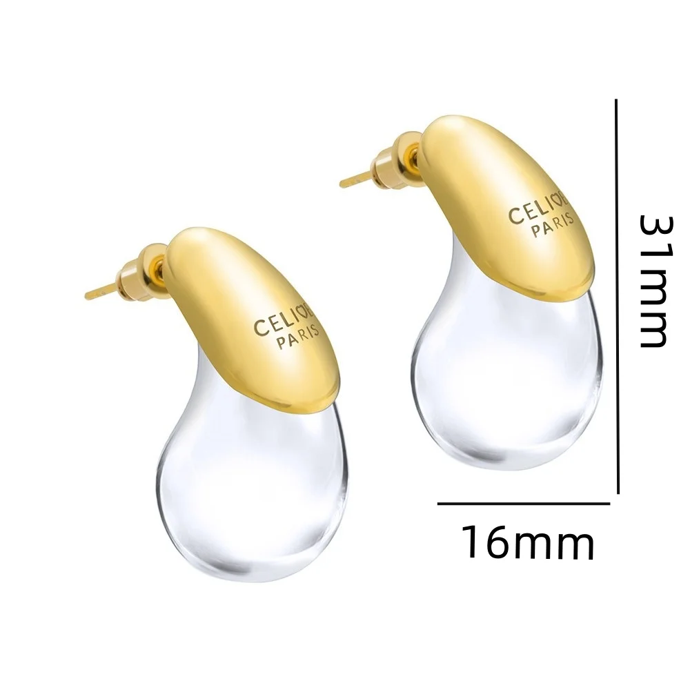 Transparent Water Drop Earrings for Women Gold Plated Elegant Modern Fashion Design Earrings Party Jewelry Gifts waterdrop earrings