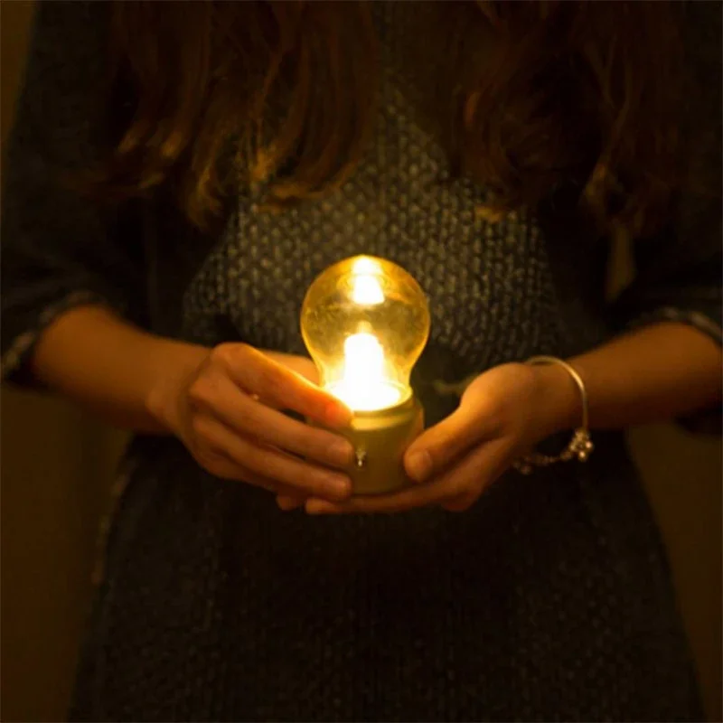 Retro Light Bulb LED Night Light Creative Classical Style Cordless Desk Bedside Portable Atmosphere Decorative