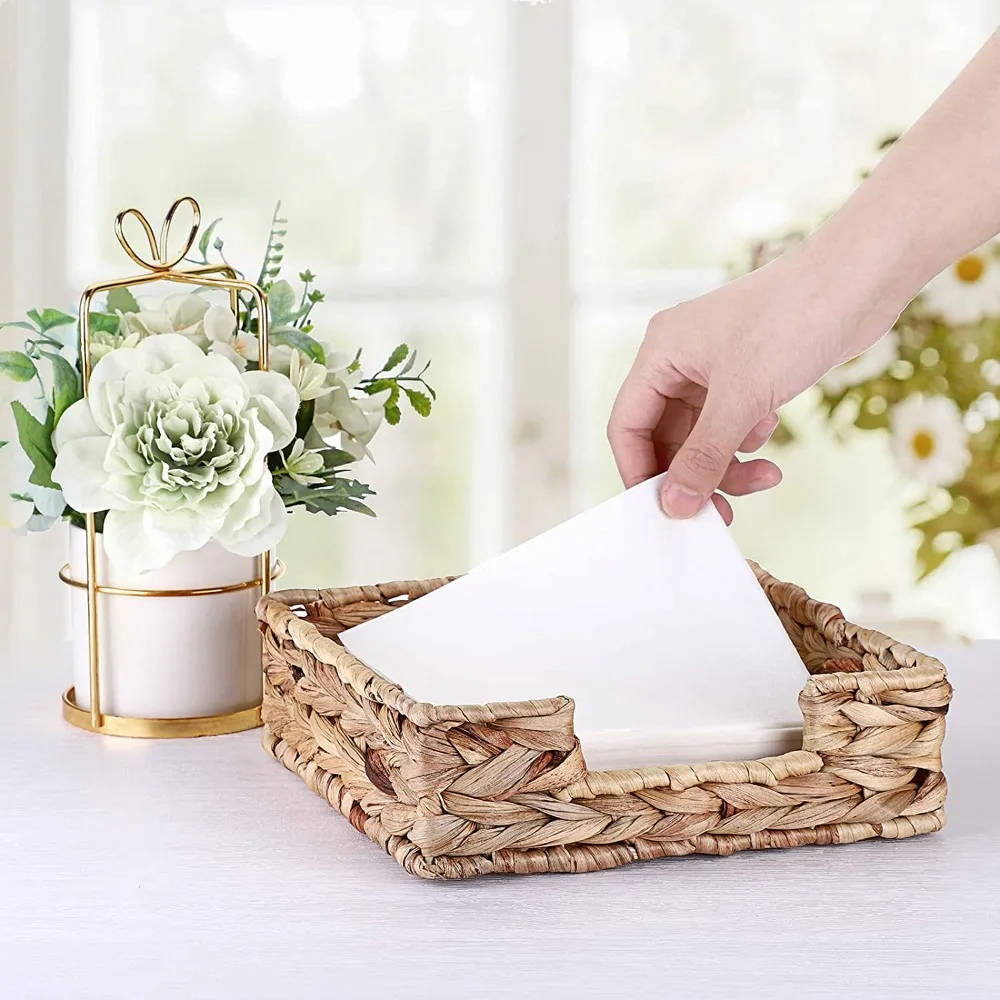 Napkin Holder Wicker Baskets Serving Tray for Kitchen Tables