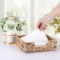 Water Hyacinth Napkin Holder, Wicker Baskets and Serving Tray for Kitchen, Rattan Napkin Holders for Tables 2