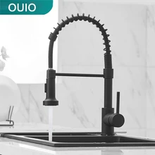 

Spring Kitchen Sink Faucet Low Lead Commercial Solid Brass Single Handle Single Lever Kitchen Faucet with Pull Down Sprayer