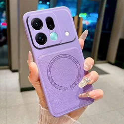 Magsafe PC Shockproof Leather Wireless Charging Magnetic Cover - Litchi Pattern - OPPO Find X9s Pro (Purple)