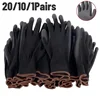 20/10/1Pairs Black PU Coated Work Gloves Non Slip Breathable For Factory Machinery Gardening Construction Outdoor Work 1