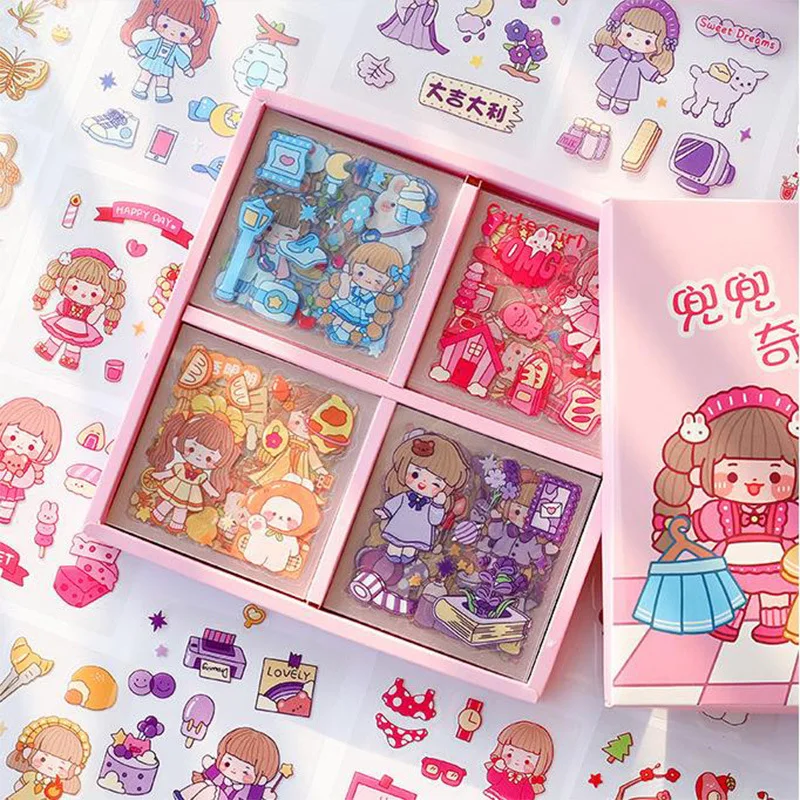 

100 Sheets Goo Card Stickers Gift Stickers Set Waterproof Transparent Stickers for Diary Scrapbooking Kawaii Stationery