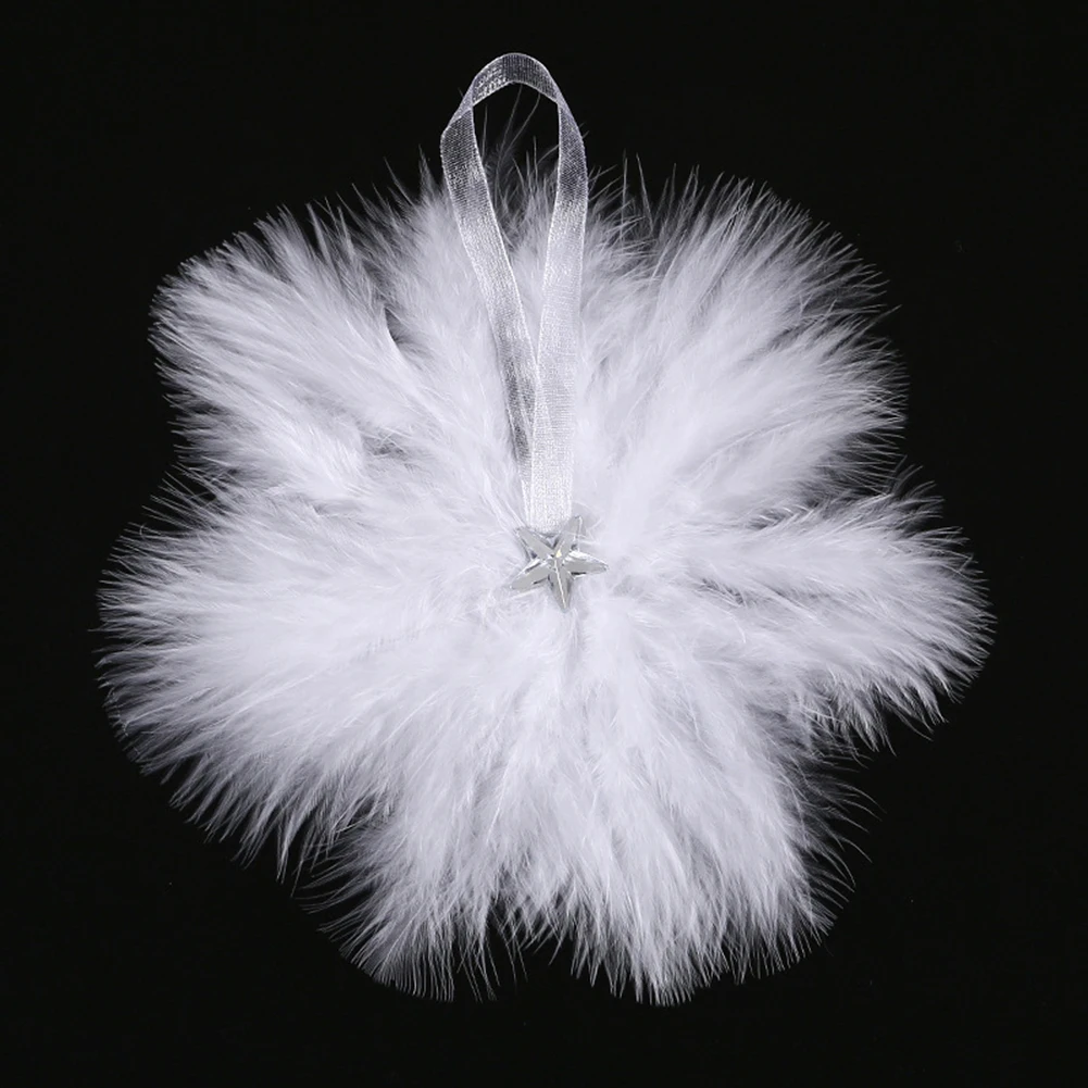 10 Pcs Guardian Angel White Feather Wing Christmas Tree Decoration Snowflake for Xmas Holiday Party Decorations DIY Craft christmas decorations