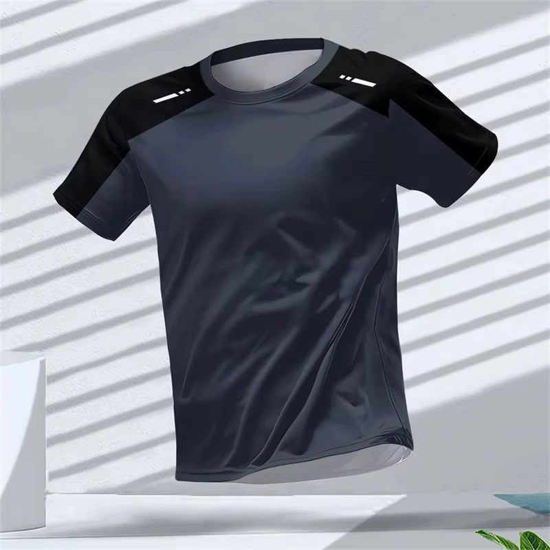 T-shirt sportive da corsa alla moda per uomo, estive, casual, per fitness all'aperto, con stampa 3D, ampie e traspiranti. - immagine 2