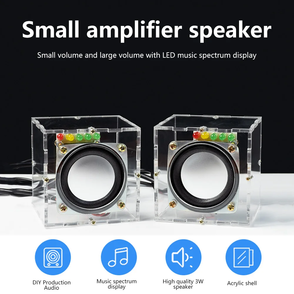 3WDIYMiniSpeakerBoxKitwithMiniAmplifierAcrylicShellAudio
