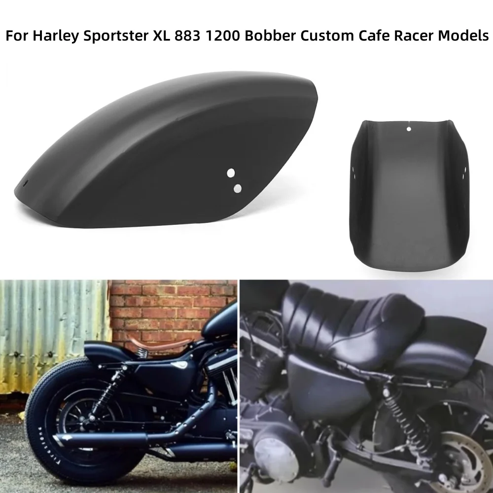 moto-nero-opaco-corto-piatto-posteriore-parafango-parafango-copertura-per-harley-sportster-xl883-1200-48-72-ferro-personalizzato-bobber-cafe-racer