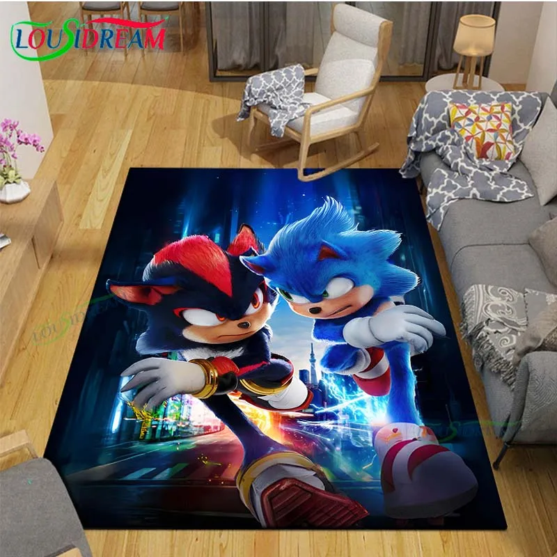 Floor Mat Kids Carpet Decorative Carpet Anime Characters S-Sonics Carpet Living Room Home Sofa Decoration Children Game Large Decor Yoga Mat