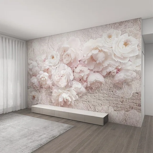 Tapisserie de fond d'image de fleurs de luxe léger, chambre à coucher, chevet, salon, papier peint en tissu, peinture murale 2
