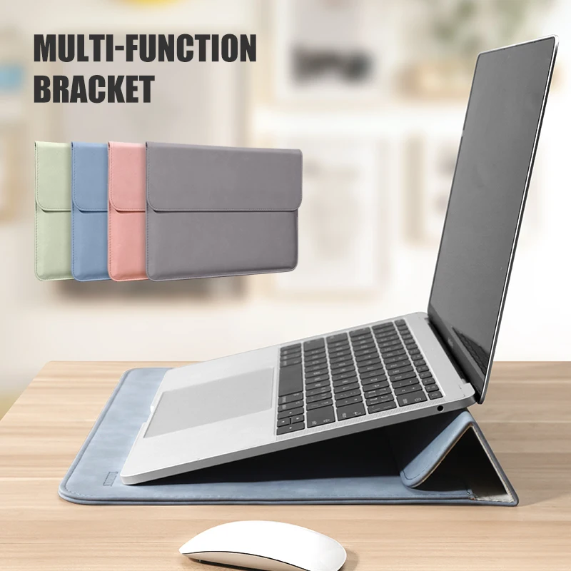 Laptop Case Bolsa de Manga para Macbook m1 Air Pro 13 15 Bolsa de Manga Notebook para Huawei Asus Dell 11 12 13.3 14 15.6 Polegadas Case Stand