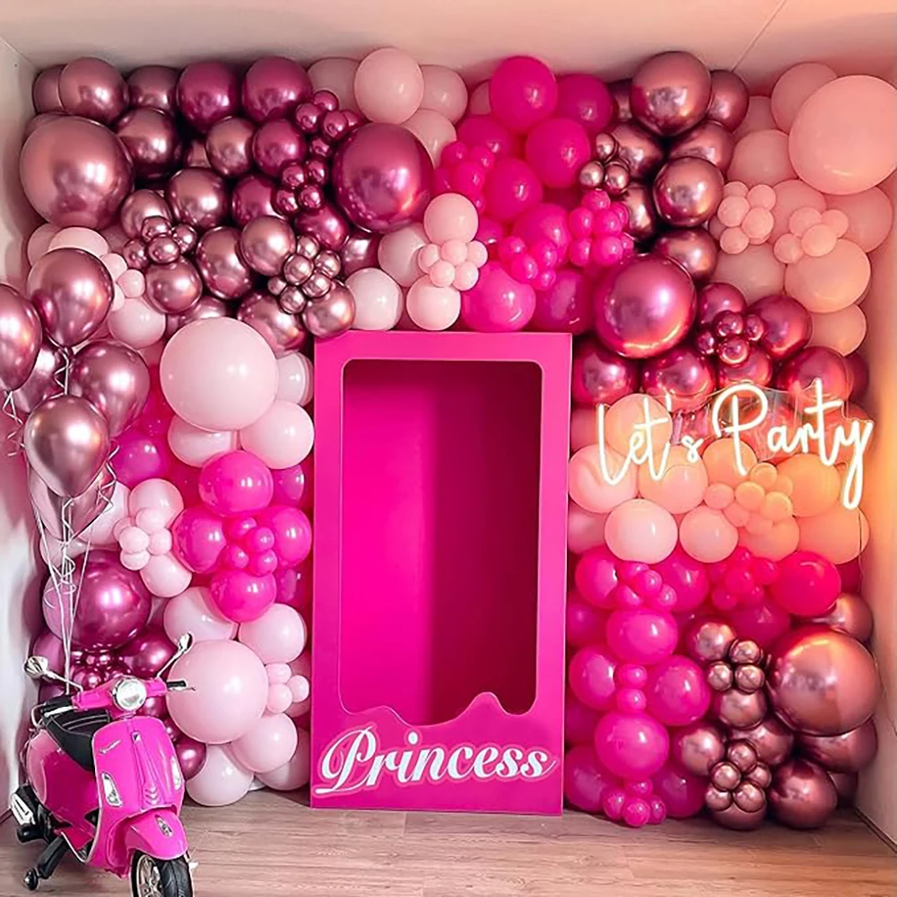 134pcs Pink Balloons Arch Kit Hot Red Rose Gold Balloon Garland Girl Princess Theme Birthday Party Baby Shower Decoration Globos