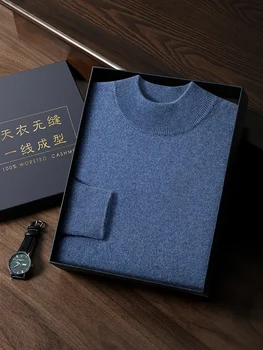 Maglione da uomo in puro cashmere al 100% Pullover con collo a lupetto Camicie a maniche lunghe per il tempo libero giovanile Autunno Inverno Giacca taglie forti di fascia alta 1