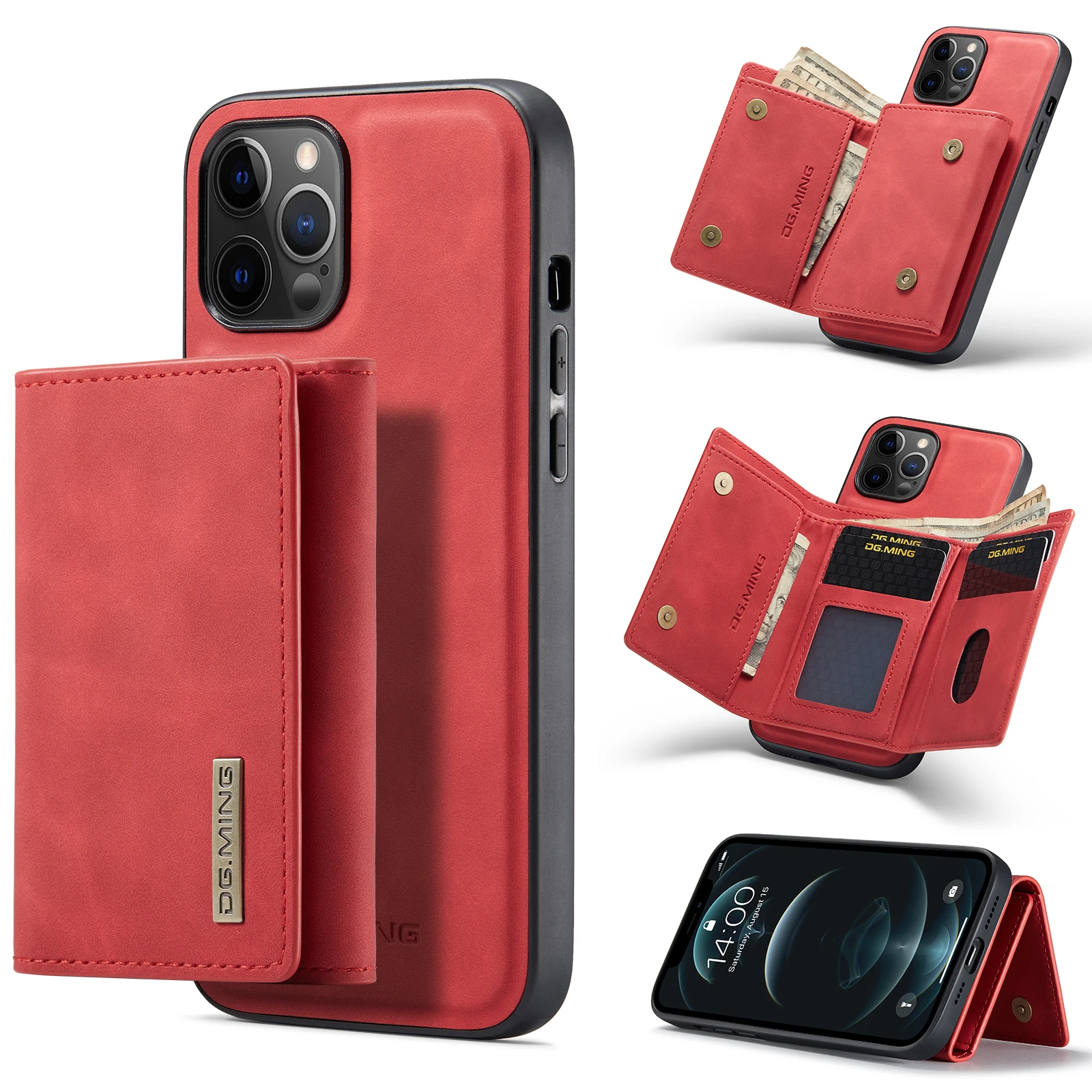 DG.MING Intelligent Divide Split body Magnetic Case Bag iPhone 15 14 13 12 11 Pro max Mini 8 PLUS XR PU Leather Wallet Cover phone case leather phone case leather wallet case leather case card wallet case card phone case magnetic wallet card holder