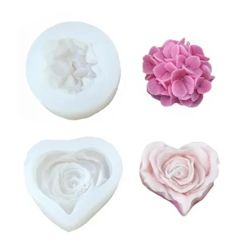 Lot De 5 Moules à Bougies En Silicone - Formes Fleurs 3D, Réutilisables, Pour DIY Et Décoration - 4