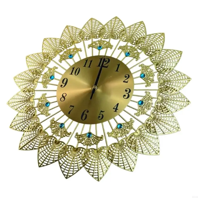 Elegante, kunstvolle, große Wanduhr aus Metallblättern mit leisem Mechanismus und Zifferblättern mit arabischen Ziffern für B03E – Detail 8