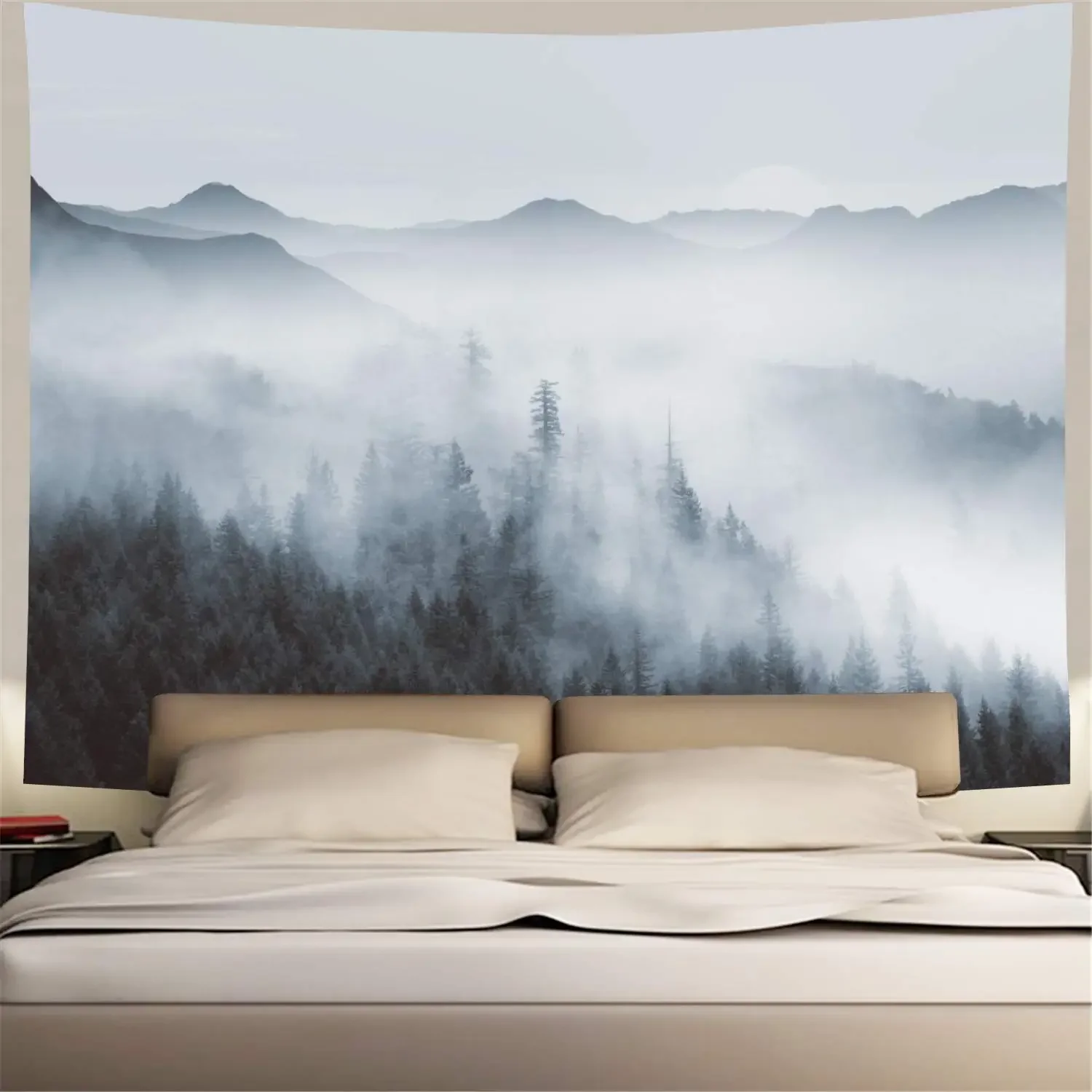 VIKAMA Mountain Pine Forest Wandteppich, der eine frische, natürliche Atmosphäre schafft, ideal für Schlafzimmer, Wohnzimmer und Gästehäuser. – Detail 3