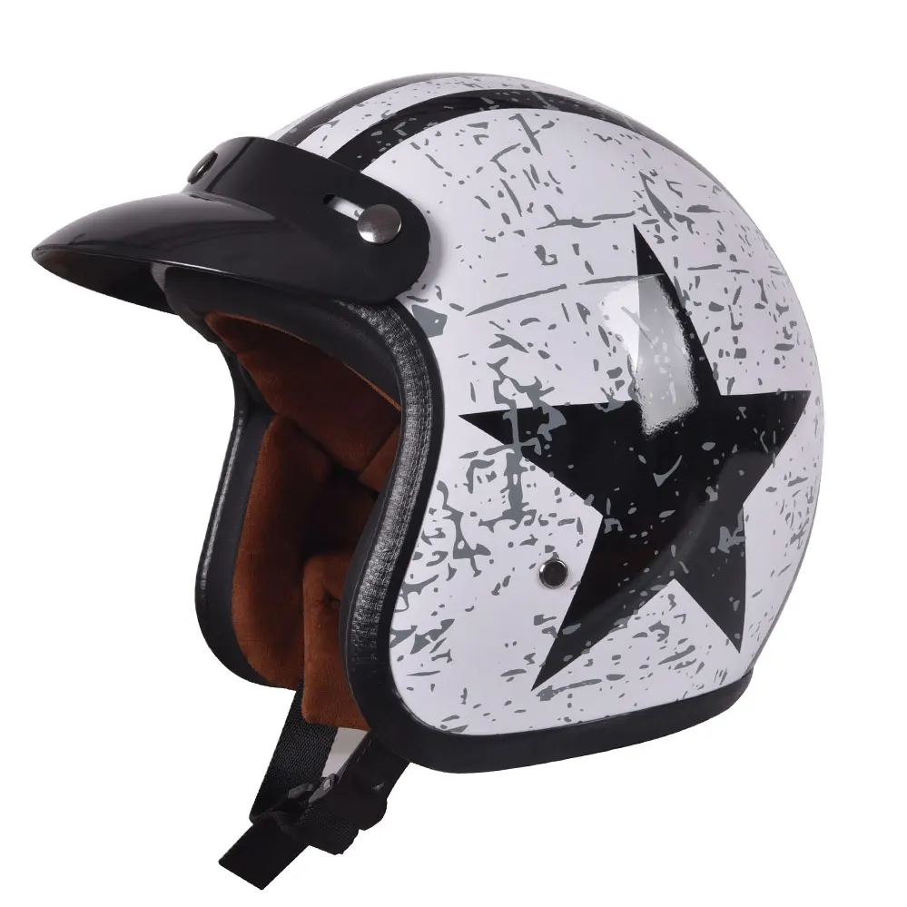 

Retro Open Face 3/4 Motorcycle Helmet Motorbike Moto Motocross Vintage casco Cafe Racer Men Women DOT Approved Casque Capacete