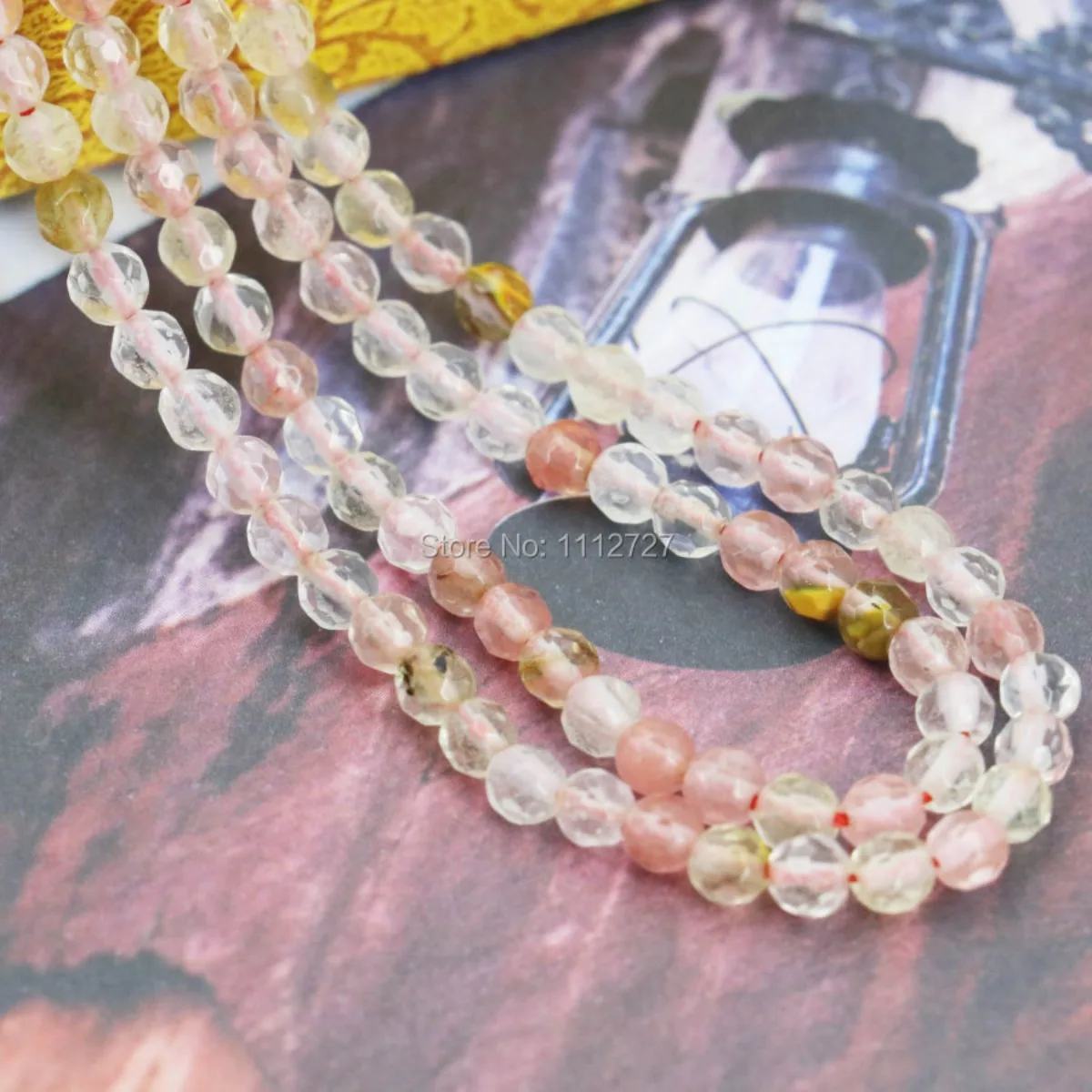 

4mm Pink Multicolor Watermelon Tourmaline Round Faceted Loose Beads Natural Stone Ball Gifts Women Girls Accessories Crafts