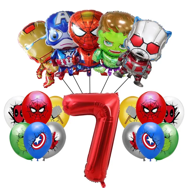 thumbnail image 1 of Juego de vajilla para decoración de fiesta de cumpleaños de Los Vengadores, mantel, vasos de papel, platos y globos de Iron Man, suministros para cumpleaños de bebé, 1 of 5