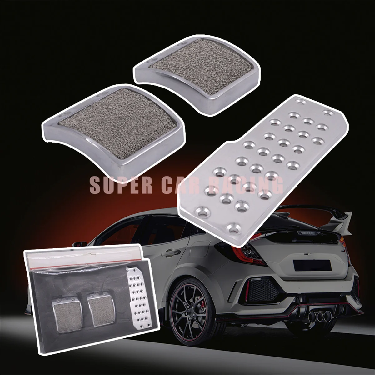 Aluminum Universal Sports Clutch Brake Nonslip Car Foot Pedal Manual Series Kit Brake Pad Cover