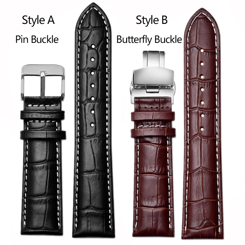 Premium Cowhide Leather Watch Strap - Business Style Bracelet, Available in 18mm, 20mm, 22mm