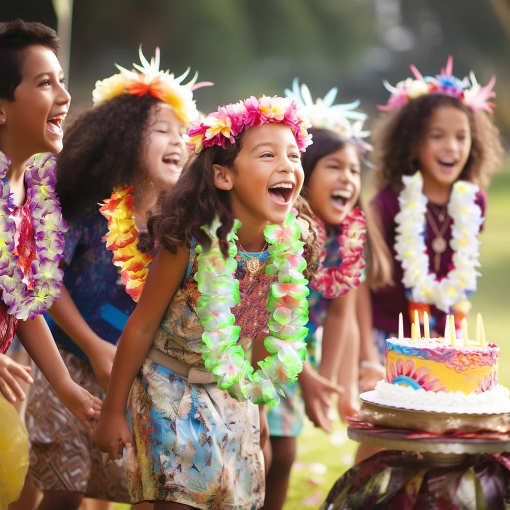 1/2 Stück tropische hawaiianische Leis verdicken mehrfarbig blau rosa hawaiianische Kranz Girlande Hula Dance Party Strand Geburtstag Dekorationen – Detail 7