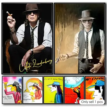 Singer U-Udo Lindenberg Pittura Calligrafica su Tela di Cotone, Poster Artistico di Qualità per Decorazione Domestica