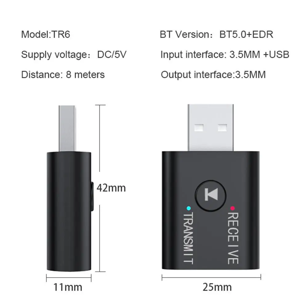 USB Wireless Bluetooth-Compatible Adapter 5.0 USB Audio Receiver Transmitter 3.5mm Male to Male Adapter For Car TV Earset Dongle Bluetooth Adapter Bluetooth Audio Receiver Bluetooth Transceiver Adapter Audio Adapter Bluetooth Aux Adaptor