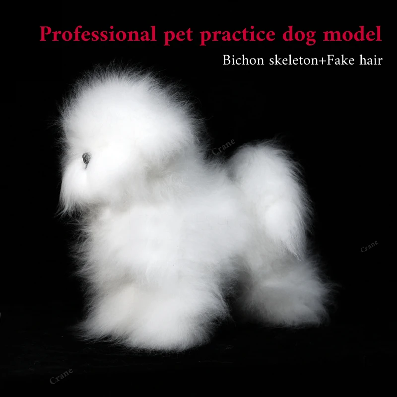 

Professional Pet Simulation Hair Grooming Fake Dog Model Practice Bichon Dog Standard Skeleton Model Dog Full Body Fake Hair